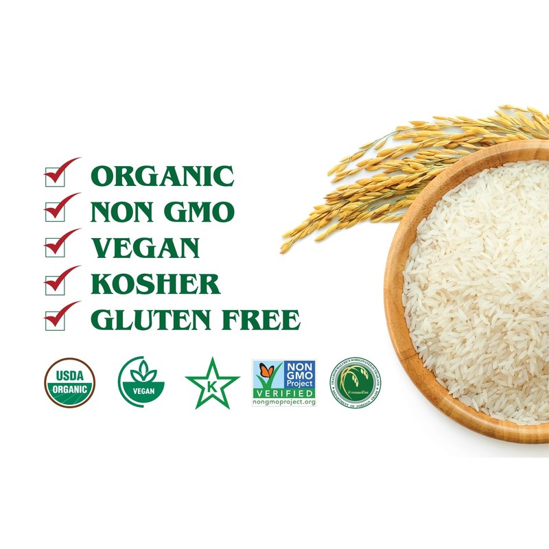 Queen Elephant Premium Organic White Jasmine Rice 2lbs Pack of
