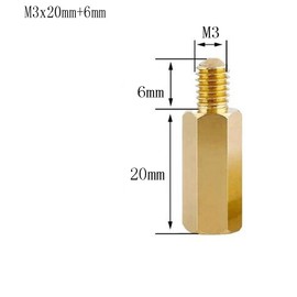 Tornillos espaciadores de rosca macho a hembra de latón hexagonal M3 x 20 mm + 6 mm PCB pilar para dron cuadricóptero, computadora y placa de circuito, paquete de 10, color dorado
