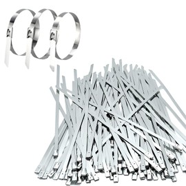 Mitoland 100pcs Stainless Steel Cable Ties 4.6mm x 100mm Tie Wrap Cable Ties Bands Metal Heat Resistant Weather Resistant Corrosion Resistant for Indoor and Outdoor Use