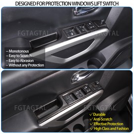 Fgtagtal Window Lift Switch Cover Compatible with Nissan Titan 2016-2023, Window Lift Switch Panel Decoration Frame Trim Cover, 4PCS (Carbon Fiber Pattern Black)