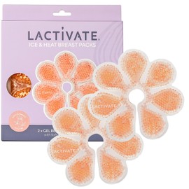 Lactivate Breast Ice Pack & Heat Pack – Set of 2 Reusable Hot & Cold Gel Bead Nursing Pads with 4 Soft Bamboo Covers for Breastfeeding Relief and Pumping Support - Breastfeeding Therapy Packs