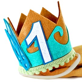 JeVenis The Big One - Sombrero de cumpleaños para surfear con corona para primer cumpleaños, decoración para el primer cumpleaños, decoración para surfear, fiesta, playa, suministros para fiestas