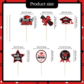 24Pcs Red and Black Graduation Centerpieces for Tables 2024 Graduation Decorations Class of 2024 Graduation Table Tecorations Graduation Party Centerpieces for Tables 2024 Graduation Party Decorations