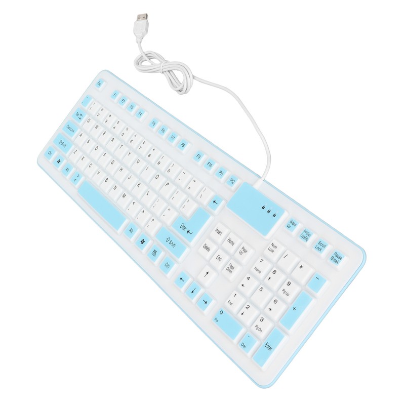 Foldable Silicone Keyboard 106 Keys Waterproof Dustproof Foldable USB Wired