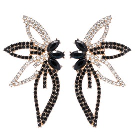 Denifery Butterfly Studs Earrings Boho Vintage Rhinestone Statement Earrings Angel Wings Crystal Earrings Shiny Leaf-shaped Flower Stud Earrings Wedding Jewelry Gifts for Women