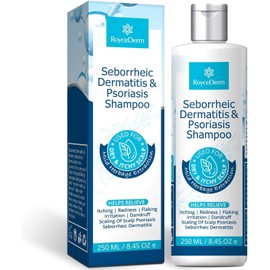 Roycederm Champú para la psoriasis, dermatitis seborreica, foliculitis y caspa, tratamiento para cuero cabelludo con picazón y seco, 250 ml