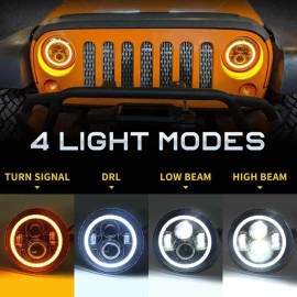 Unbranded 7" Inch LED Headlights + Smoke Tail Lights Combo For Jeep Wrangler TJ YJ CJ5 CJ7