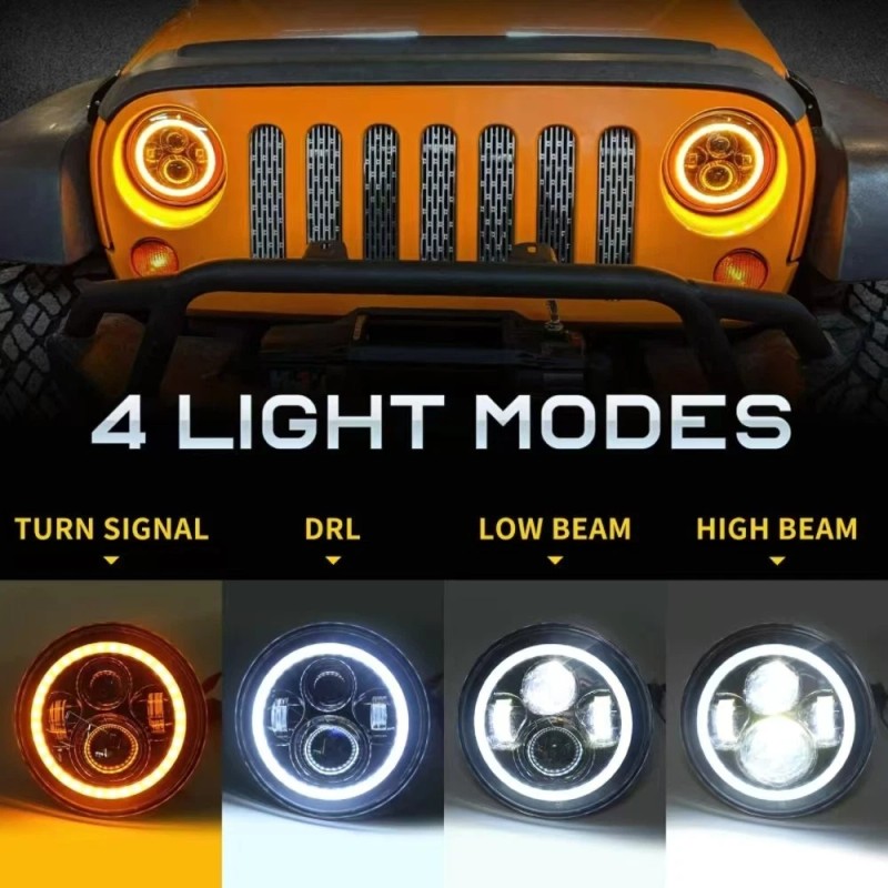 Unbranded 7" Inch LED Headlights + Smoke Tail Lights Combo
