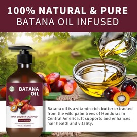 Batana Oil Shampoo for Hair Growth, Natural Hair Loss Shampoo for Thinning and Repairs Damaged Hair for All Hair Types for Women and Men, Daily Hair Care Growth 300ml