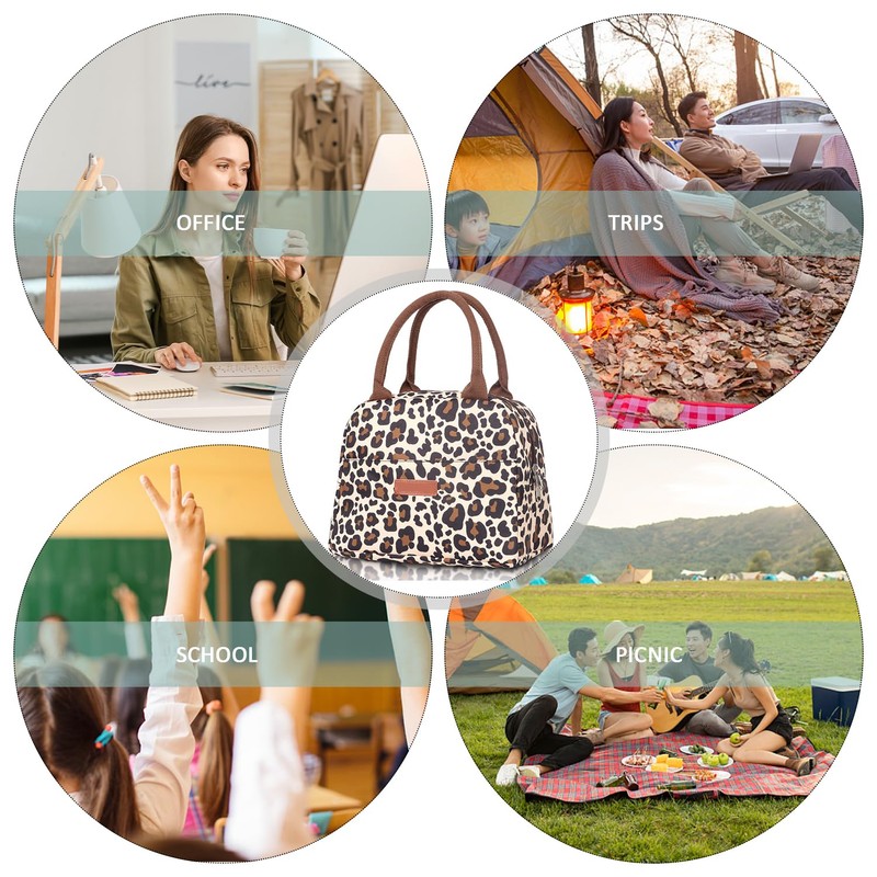 MEMOFYND 1-Piece Lunch Bag with Leopard Print and 1 Cutlery