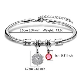 HEYEJET Y Initial Bracelet Women Initial Gifts 26 Letters Initial Silver Bracelet Birthday Christmas Jewellery Gift for Couples (Y)