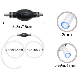 Brandon-super Gasoline Siphon Hose, Gas Oil Water Fuel Transfer Siphon Pump, Manual fuel pump, Fuel Transfer Pump with 2 PVC Hoses