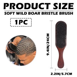 UPIQNG Hog Bristle Hair Brush Beechwood Mustache Brush Wooden Hair Styling Brush Handle Wave Hair Brush for Men Thick Coarse Hair