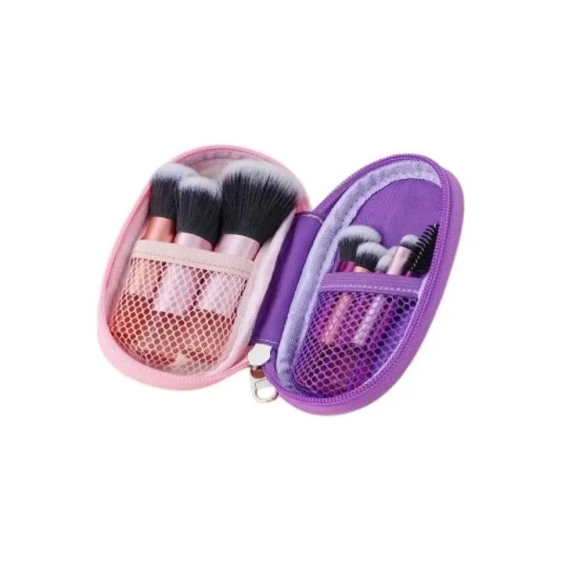 Set 10 Brochas Maquillaje Profesional Fibra Sintética .
