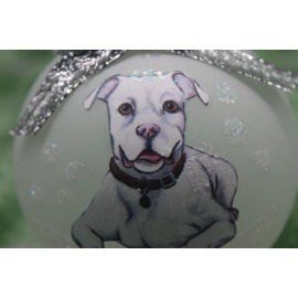 D540c Hand-made CUSTOMIZABLE Christmas Ornament dog - Pit Bull Terrier white