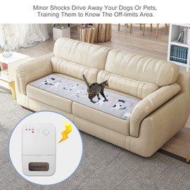 Shock Training Mat for Cats and Dogs, 31.5” x 15” Electric Polyester Printed Pet Repellent Mat, Touch Sensitive Pad for Indoor, Keeps Pets Off Couch, Sofa, Counter-Cat Pattern