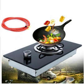 14.4" Single Burner LPG Gas Stove Cooktop Tempered Glass Stove Top Gas Range RV Caravan Home Kichen, Countertop Gas Stove Top 1 Burner Hob RV Stove For Outdoor Cooking/Boat/Camper, Black