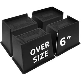 4 Pack Bed Risers 6 inch Heavy Duty, Oversized Furniture Risers, Extra Wide Bed Lifts Risers for Table, Sofa, Dorm Twin XL, Couch, Desk, Bed Frame Risers Supports Up to 6,500 Lbs