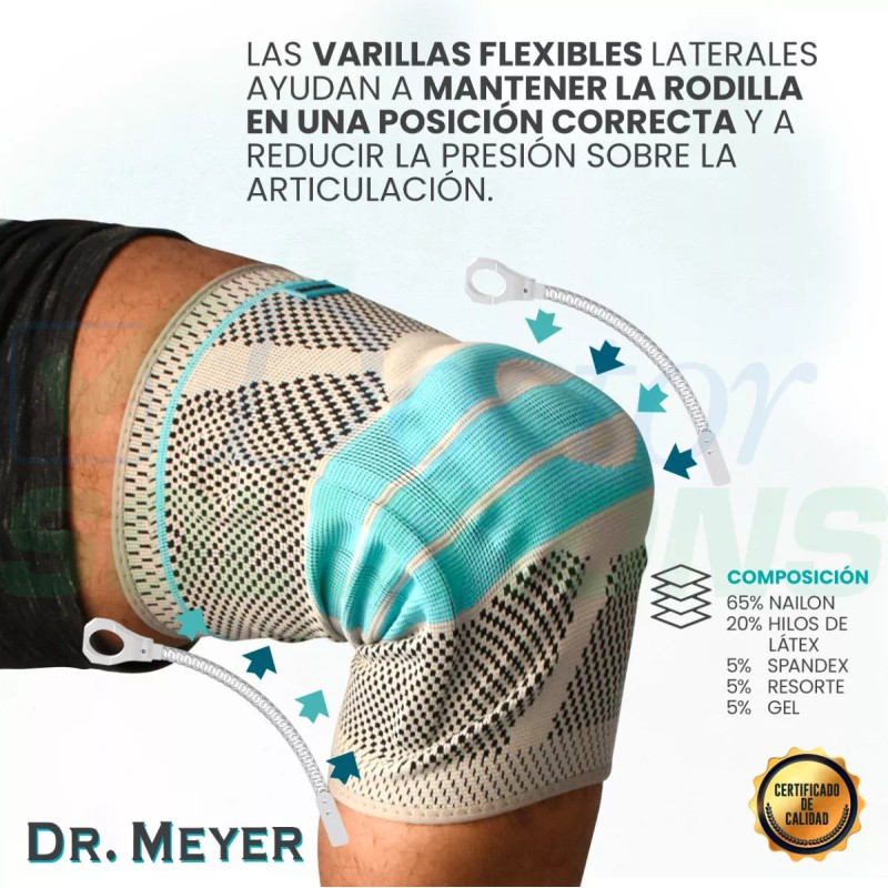 Dr. Meyer Rodillera Con Soporte De Gel Y Varillas Laterales