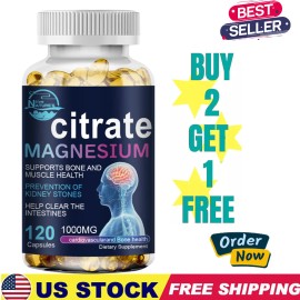 NATURE'S LIVE Natural Magnesium Citrate 1000mg per Serving - Softgels 120 Vegetarian Capsules