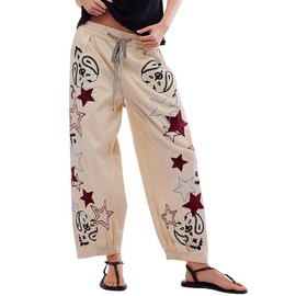 Kedera Barrel Jeans for Women Causal Wide Leg Mid Rise Denim Baggy Boyfriend Jeans Embroidered Tapered Ankle Pants