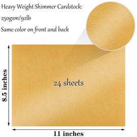 Gondiane Golden Shimmer Paper,24 sheets Pearlized Coating Cardstock Paper 8.5 x 11 Inches for DIY Cards, Invitations,Scrapbooking,Certificates and Other Crafts(250gsm/92lb)