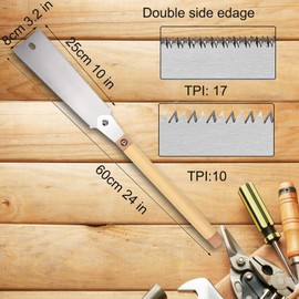 WEIMELTOY 10” SK5 Blade Hand Saw, Double Edge 3 Side Grinding Teeth Japanese Pull Saw, Impulse Hardening Steel Teeth,Sharp and Light Woodworking Tools Gift for Men Women Carpenter and DIY Hobbyist