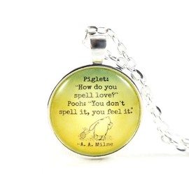 Piglet and Winnie the Pooh AA Milne Love Quote Necklace