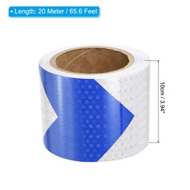 PATIKIL Reflective Tape, 1 Roll 4 Inch x 66 Ft Waterproof Self Adhesive High Visibility Caution Warning Safety Tape Reflector for Trucks Trailers Cars, Arrow Blue White