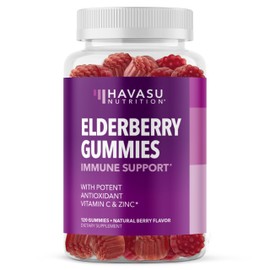HAVASU NUTRITION Sambucus Elderberry Gummies for Adults - Immune Support Supplement with Vitamin C and Zinc - Enhanced Formula for Daily Defense - 120 Count, 2 Month Supply, Berry Flavor - Convenient Wellness