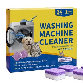 TXYXT 24 Count Washing Machine Cleaner for Pet Hair Relief Tablets - HE-Safe, Septic-Safe, Lavender Scent, 1-Year+ Supply, Pet-Friendly Washer Cleaner for Top/Front Load Washers
