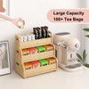 Tea Bag Organizer Storage Holder- Bamboo Countertop Teabag Display Rack