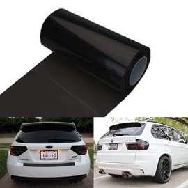KOMAS 12” X 48” Tint Vinyl Film Sticker Sheet Roll for Car Headlight, Tail Lights, Fog Lights with Squeegee + Cutter (Glossy Dark Black)