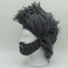 YEKEYI Adult Beard Hat with Horn, Warm Knitted Wool, Funny
