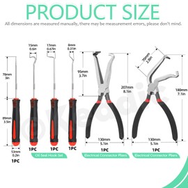 Keadic 6Pcs Electrical Disconnect Pliers 37960,37980 Electrical Connector Disconnect Pliers(60 Degree),Hose Removal Hook Set,Connector Removal Tool Set, Automotive Electricals Tools