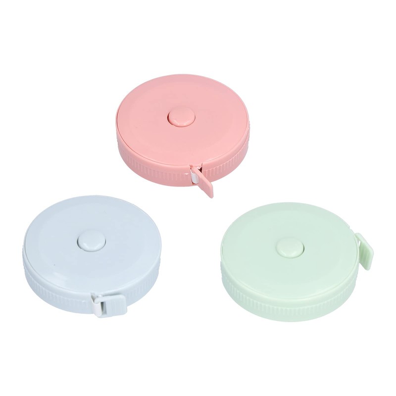 Buachois Retractable Soft Measuring Tape, 1.5m Pink, Push Button Lock,