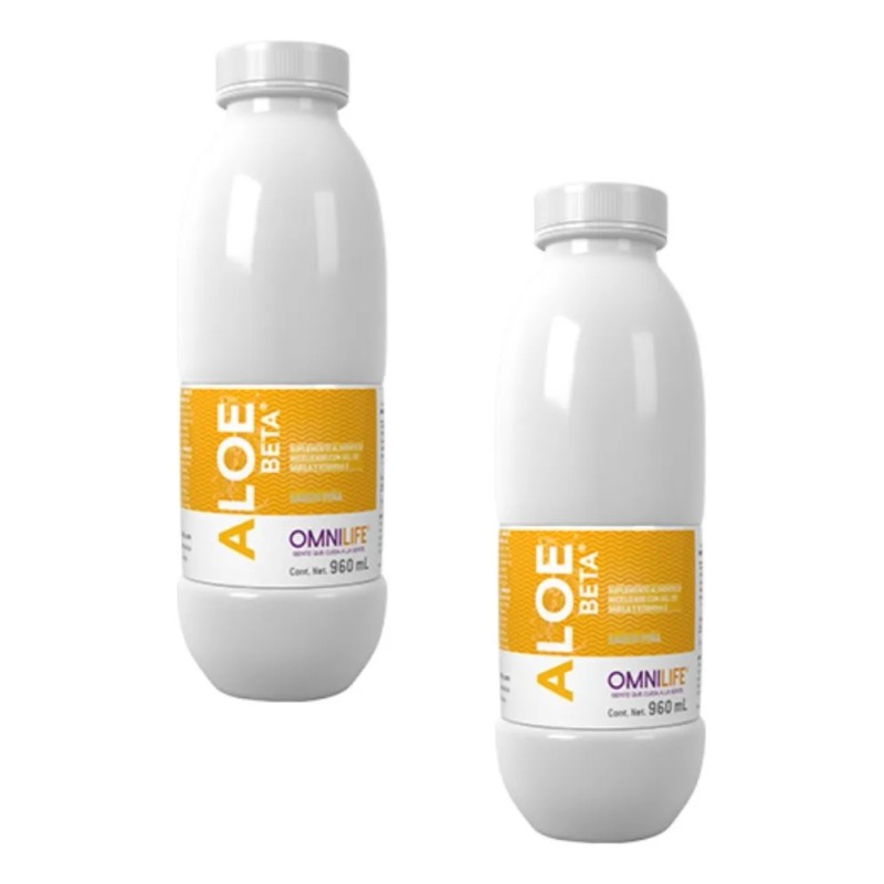 2 Botellas De Aloe Beta Sabor Píña Bote 960ml Piña