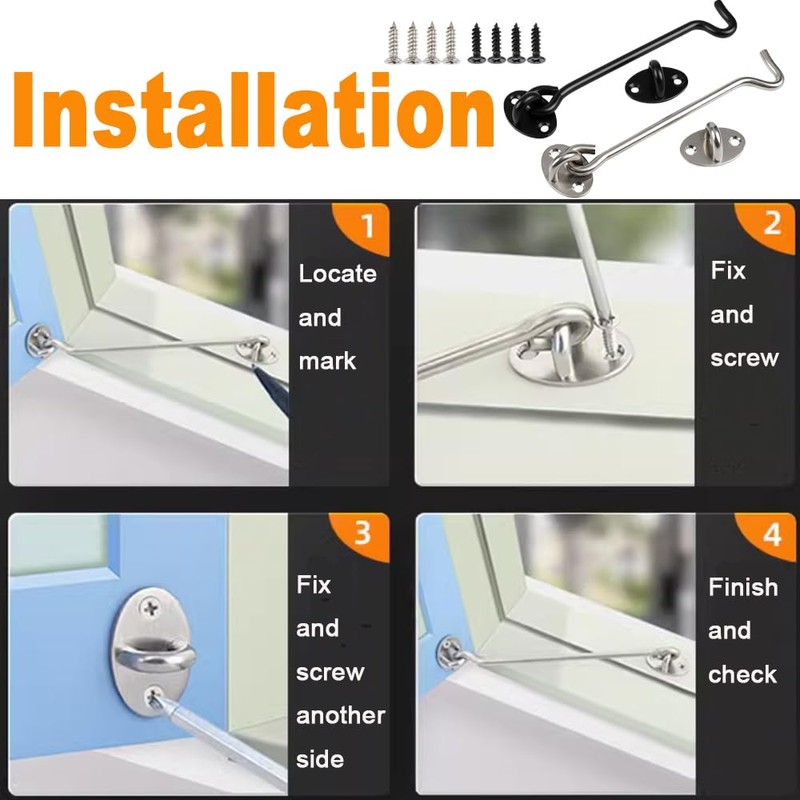 Cabin Hook Door Latch 2 Pack Stainless Steel Eye Latch