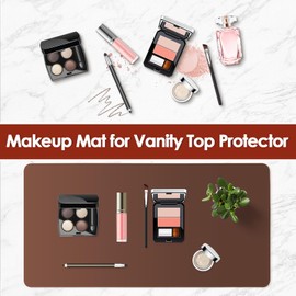 TOHONFOO Makeup Mat for Vanity to Protect Desk Top, Dual-Sided Makeup Mat, Easy to Clean Desk Pad - Waterproof and Oilproof Vanity Accessories, 23.6 x 11.8 in(Brown and Grey)