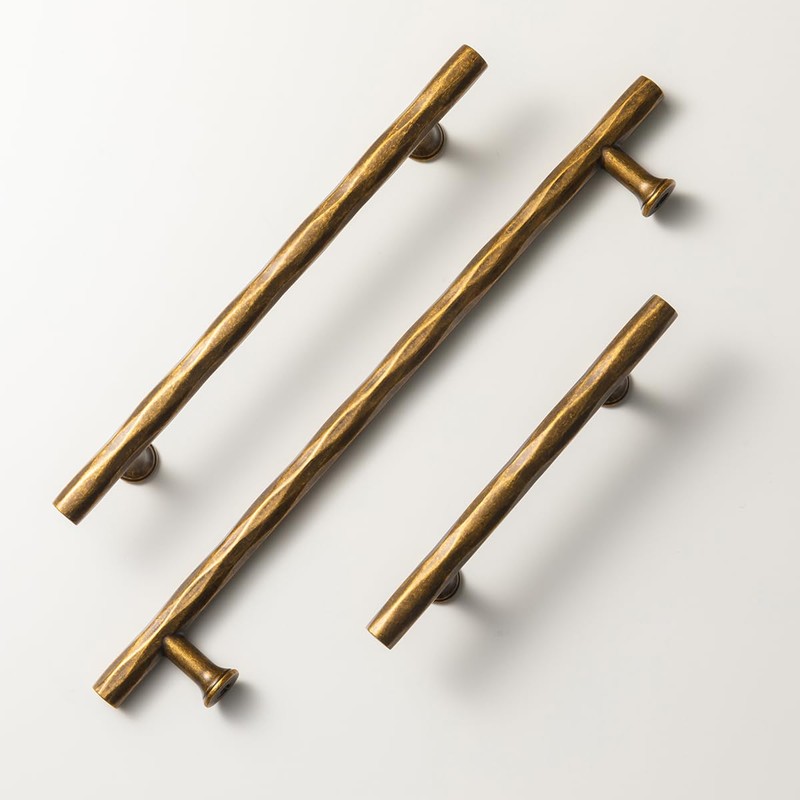 Goo-Ki Rhombus Cabinet Handles Antique Brass Drawer Pulls 3" c-c