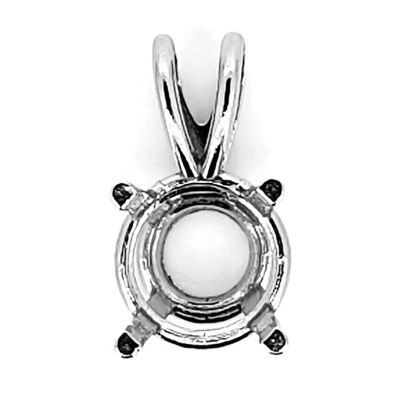NWGEMS 7mm 14K Gold Round Pendant Setting Pre-Notched Solitaire Mounting