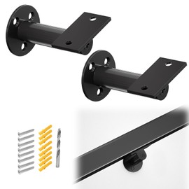 Muzata HT10 HL10 Flat Handrail Accessories 2pack Stainless Steel Adjustable Angle Flat Brackets for Staircase Stair Railing Heavy Duty Black Handrail Bracket HB02 BP4