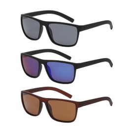 OWL 3 Pcs Polarized Sports Sunglasses for Men Criss-Cross Pattern Matte Frame Men Shades UV400 Mirror Smoke Lens Sunglasses