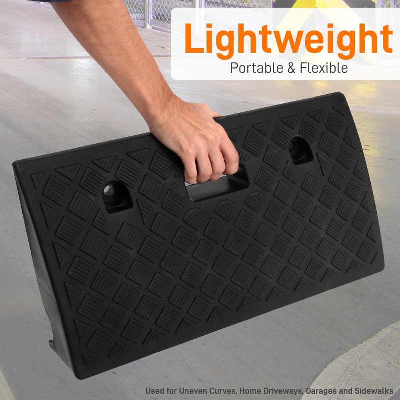 Pyle Portable Lightweight Plastic Curb Ramps - 2PC Heavy Duty
