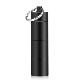 Opret Keychain Pill Holder, 3 Compartments Metal Small Pill Case, Waterproof Portable Travel Pill Box, Pill Container for Purse (Black)