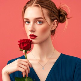 Silver Heart Pendant Necklace, Cubic Zirconia Crystal, Chain Included