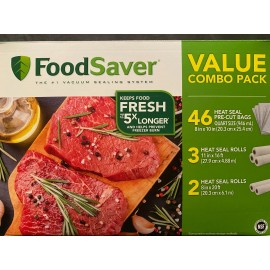 FoodSaver Special Value Vacuum Seal Combo Pack 8" & 11" Rolls 46 Pre-Cut Qt Bags