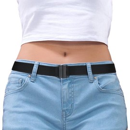 SUOSDEY Invisible Belt for Women Black Stretch No Show Belt Adjustable for Dress Jeans Pants
