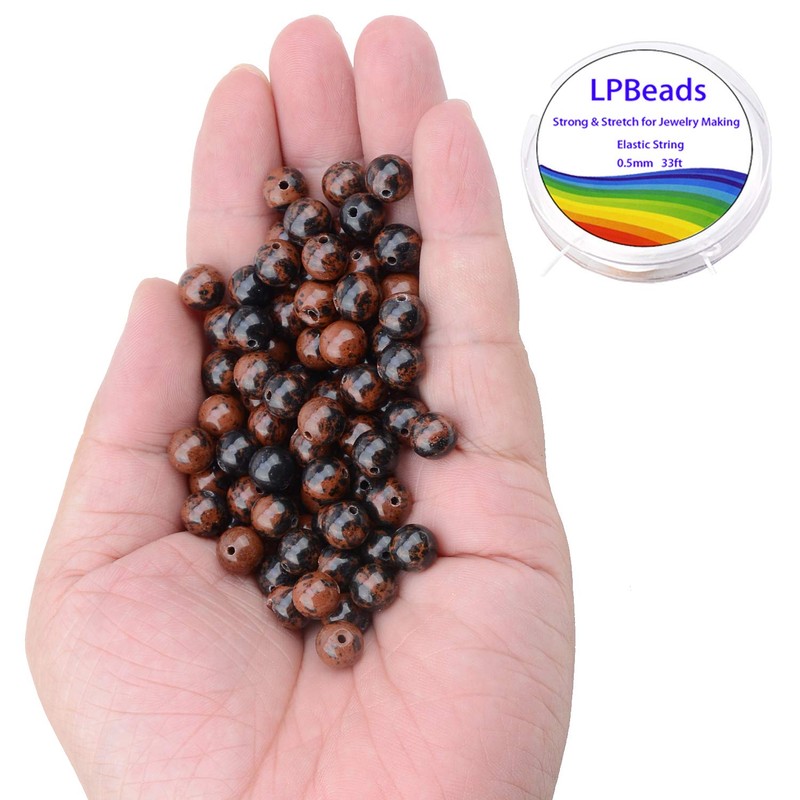 LPBeads 100PCS 8mm Natural Mahogany Obsidian Beads Gemstone Round Loose