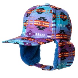 NU TRENDZ Winter Baseball Cap with Ear Flaps for Men Women, Winter Hunting Trapper Dad Hat, Running Windproof Warm Fleece Cap Purple